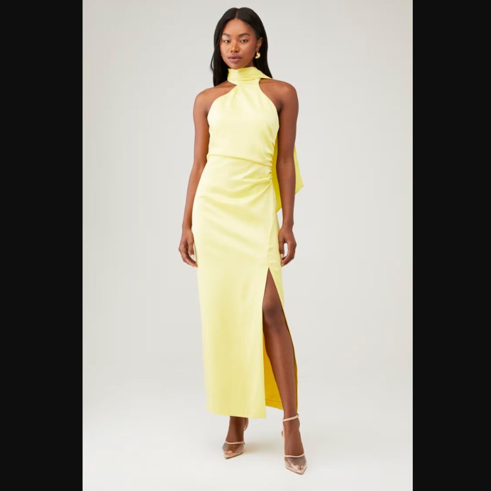 SGNTR The Label Draped Maxi Dress, Women's Size S - Yellow